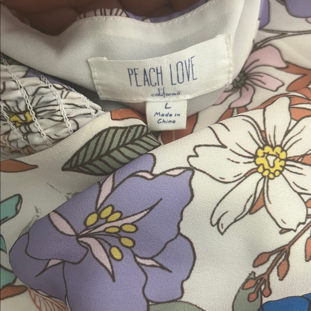 White Tiered Floral Print Maxi Dress Adjustable Spaghetti Straps Size Large - Picture 7 of 13